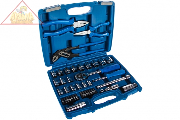 Набор: универсальный слесарно-монтажный инструмент 1/4", 3/8", 42 шт. ЗУБР ЭКСПЕРТ 27672-H42