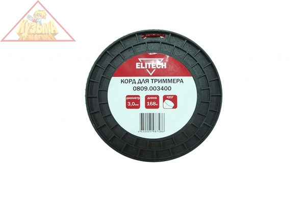 Леска, 3.0мм, 168м, круг, катушка Elitech арт.176824	