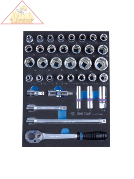 Набор торцевых головок 1/2" с принадлежностями, ложемент, 37 предметов KING TONY 9-4537MRV