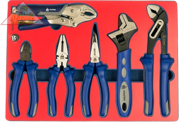 Набор пассатижей, плоскогубцев и бокорезов 6шт МАСТАК 5-3006