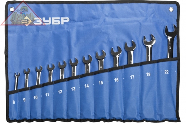 Ключи гаечные комбинированные трещоточные, серия ПРОФИ, 8-22мм, 12шт, Зубр (арт.  27075-H12 )