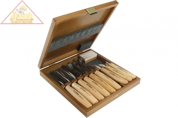 Набор из 9 резцов c деревянной ручкой в дерев. коробке, Narex 894813