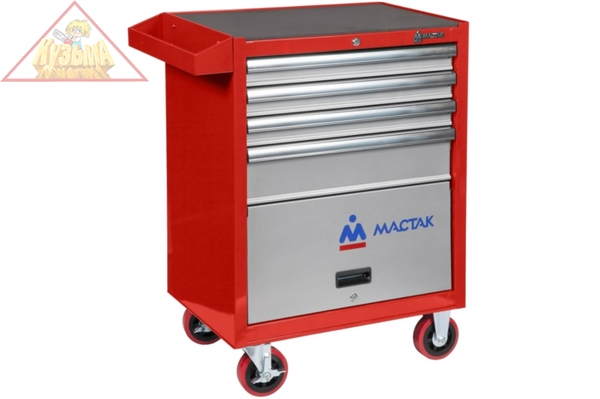 Тележка инструментальная (4 ящика и отсек, красная) МАСТАК 522-04581R