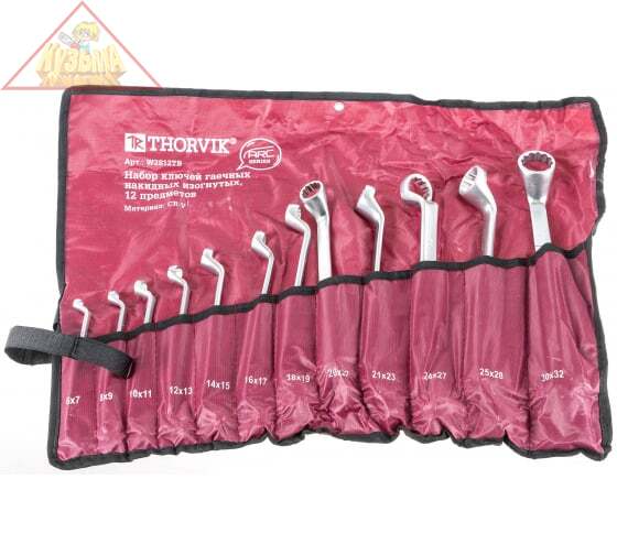 Набор ключей гаечных накидных изогнутых Thorvik серии ARC в сумке, 6-32 мм, 12 предметов, арт. W2S12TB