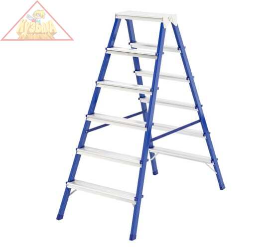 Стальная двусторонняя стремянка СИБРТЕХ 6 ступеней, арт. 97936