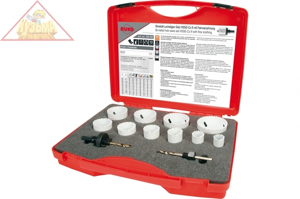 Набор коронок HSS-Co 10 шт. + 2 адаптера RUKO 126303