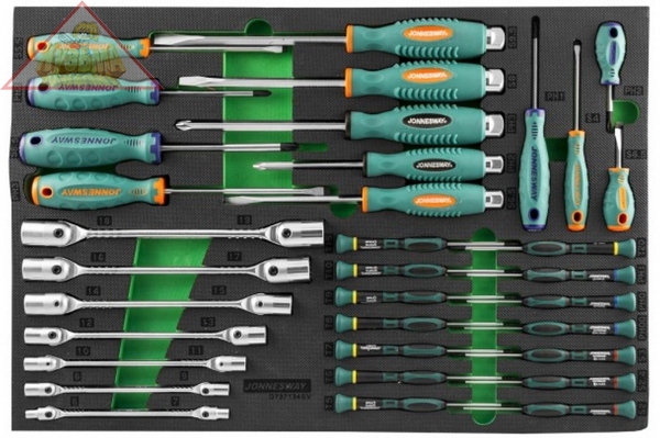 Набор стержневых отверток для точной механики и торцевых шарнирных ключей 34шт Jonnesway D737134SV