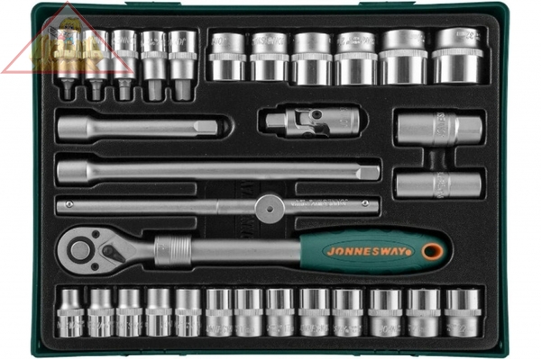 S04H4131SP Набор торцевых головок 1/2"DR с аксессуарами в ложементе 370x370 мм, 31 предмет Jonnesway