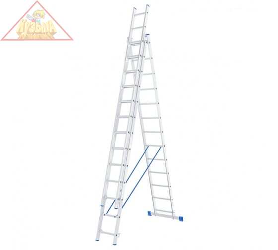 Лестница, 3 х 13 ступеней, алюминиевая, трехсекционная, Россия// Сибртех 97823