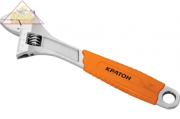 Ключ разводной с обрезиненной ручкой Кратон 300 мм 2 12 04 006