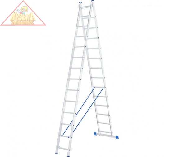 Лестница, 2 х 14 ступеней, алюминиевая, двухсекционная, Россия// Сибртех 97914