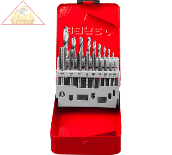 Набор метчиков и плашек в боксе 18 предметов МАСТЕР ЗУБР (арт. 28115-H18