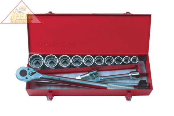 Набор торцевых головок с принадлежностями 3/4", двенадцатигранные, 22-50 мм, 14 предметов KING TONY 6014MR