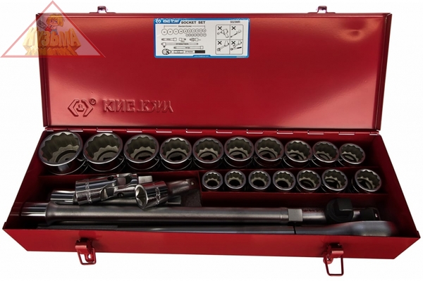 Набор торцевых головок с принадлежностями 3/4", двенадцатигранные, 22-50 мм, 23 предмета KING TONY 6023MR
