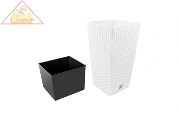 Кашпо для цветов Prosperplast RATO SQUARE белый 2 предмета 21 и 49л DRTS325-S449