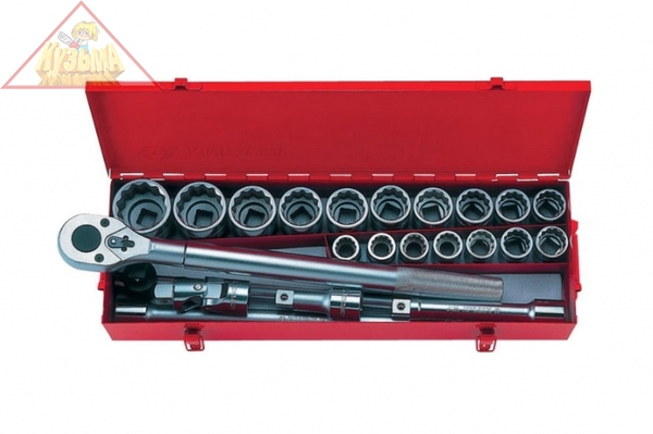 Набор торцевых головок с принадлежностями 3/4", двенадцатигранные, 7/8"-2", 23 предмета KING TONY 6023SR