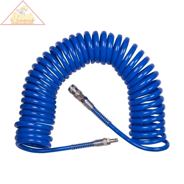 Шланг пневматический спиральный высокого давления 8х12 мм, 10 м, полиуретановый, фитинги KING TONY 79962-10