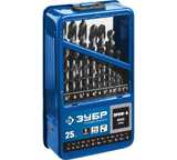 Наборы сверл по металлу Р6М5, точность А ЗУБР 29625-H25 серия «ПРОФЕССИОНАЛ»