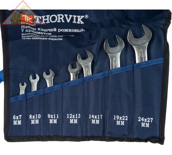 Набор ключей гаечных рожковых в сумке Thorvik, 6-27 мм, 7 предметов арт. OEWS007