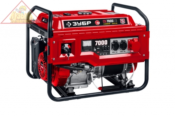 Бензиновый генератор с электростартером ЗУБР 7000 Вт, СБ-7000Е-3