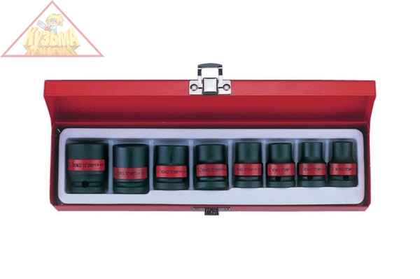 Набор ударных торцевых головок 1/2", шестигранные, 3/8"-5/16" мм, 8 предметов KING TONY 4408SP