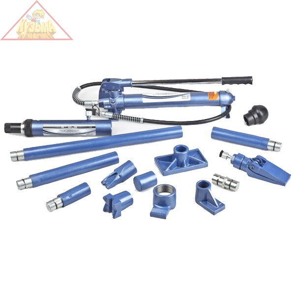 Растяжка гидравлическая, 4 т, набор из 17 предметов, 7 сменных насадок, в пласт. кейсе, Stels, 51354