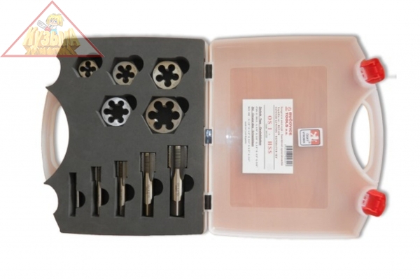 Резьбонарезной набор Bucovice Tools OS-1 HSS, 10 предметов, трубная резьба 340220