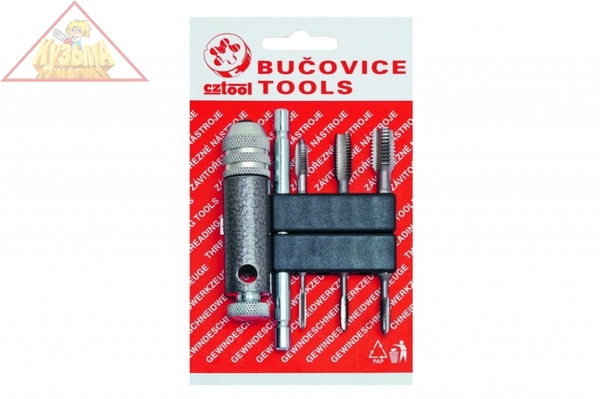 Набор метчиков-бит BIT4 M3-M10 HSS с цанговым воротком BUCOVICE 948410