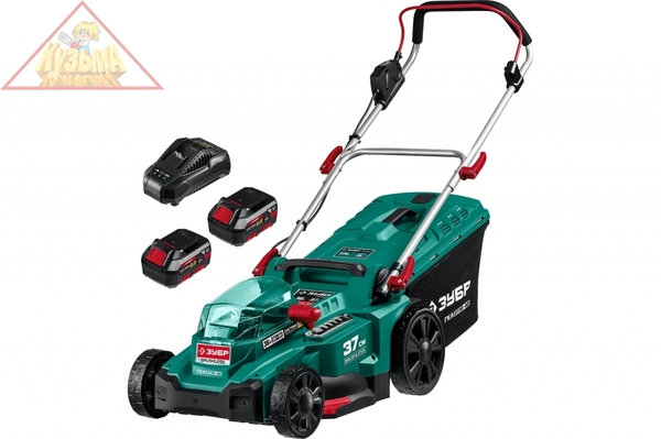 Бесщеточная газонокосилка ЗУБР 36 В, 4 А*ч, 2 АКБ и ЗУ ГКЛ-3736-42
