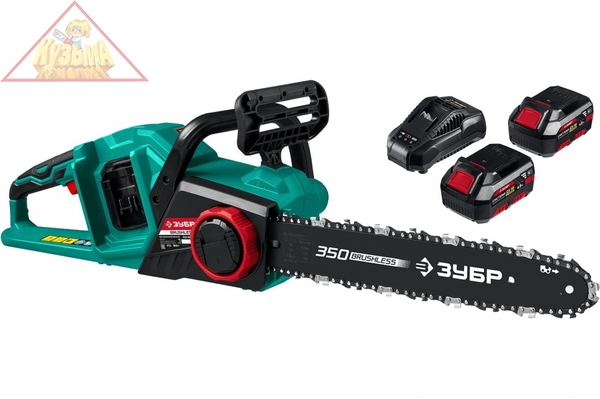 Бесщеточная цепная пила ЗУБР 2x18 В, 4 А*ч ПЦЛ-3635-42