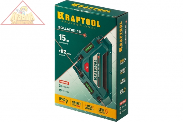 Лазерный угольник для кафеля KRAFTOOL Square-15 34705