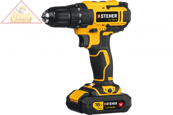 Дрель-шуруповерт STEHER 16В, 2 АКБ 2Ач CD-160-2