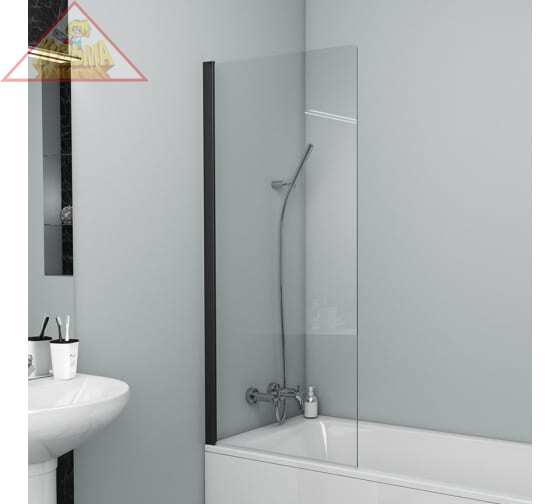 Шторка на ванну с одной распашной дверью 700х1500мм профиль матовый черный BRAVAT ALFA арт BG070.1501BM