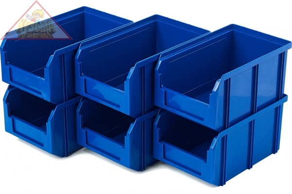 Пластиковый ящик Стелла-техник V-2-К6-синий , 234х149х120мм, комплект 6 штук