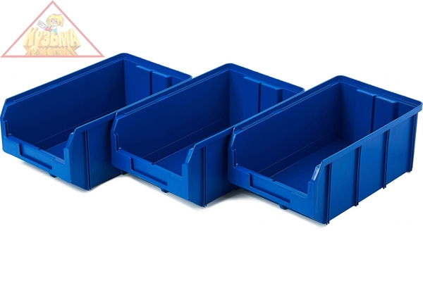 Пластиковый ящик Стелла-техник V-3-К3-синий , 342х207х143мм, комплект 3 штуки