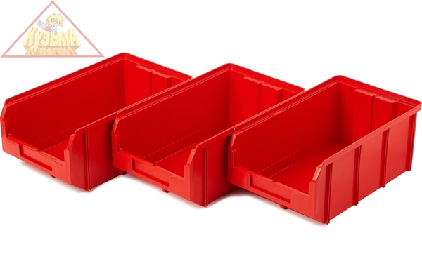 Пластиковый ящик Стелла-техник V-3-К3-красный , 342х207х143мм, комплект 3 штуки