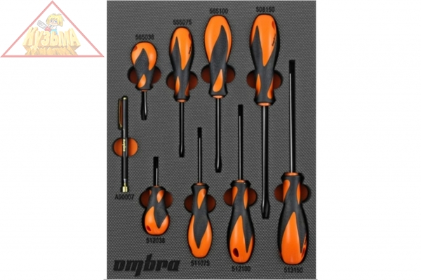 OMT9STE Набор отверток стержневых Basic в EVA ложементе 280х375 мм, 9 предметов.OMBRA