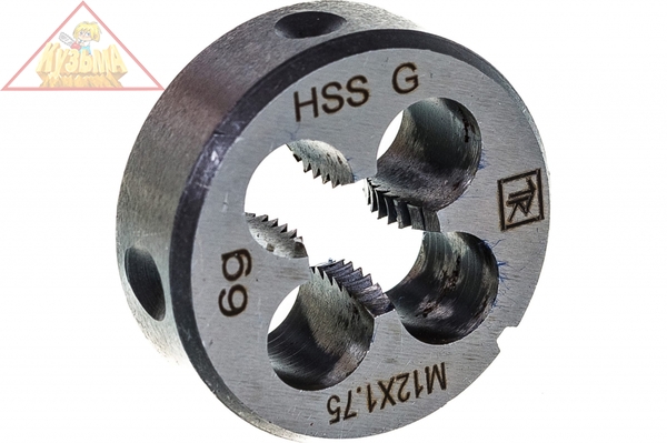 MD12175 Плашка D-COMBO круглая ручная М12х1.75 HSS, Ф38х14 мм.Thorvik