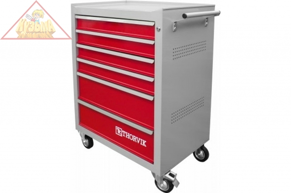 Инструментальная тележка THORVIK ТТ6GR-R 6-ти полочная, серая с красными ящиками