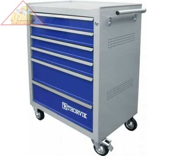 Инструментальная тележка THORVIK ТТ6GB-R 6-ти полочная, серая с синими ящиками