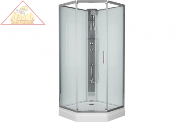 Душевая кабина с задними стенками и смесителем с одной раздвижной дверь BRAVAT арт WATERFALL BC090.6100A 