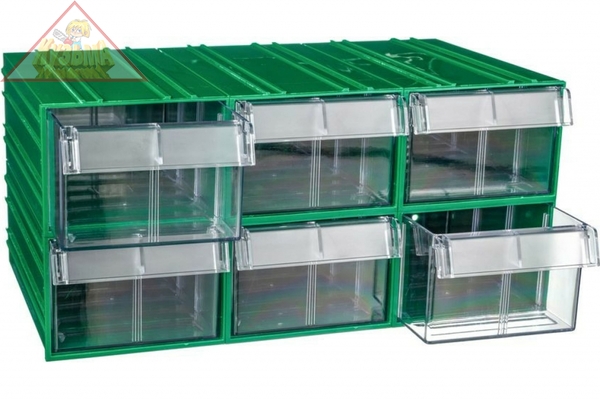 Пластиковый короб Стелла-техник C-2-К6-зеленый-прозрачный , 140х250х100мм, комплект 6 штук