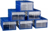 Пластиковый короб Стелла-техник C-2-К6-синий-прозрачный , 140х250х100мм, комплект 6 штук