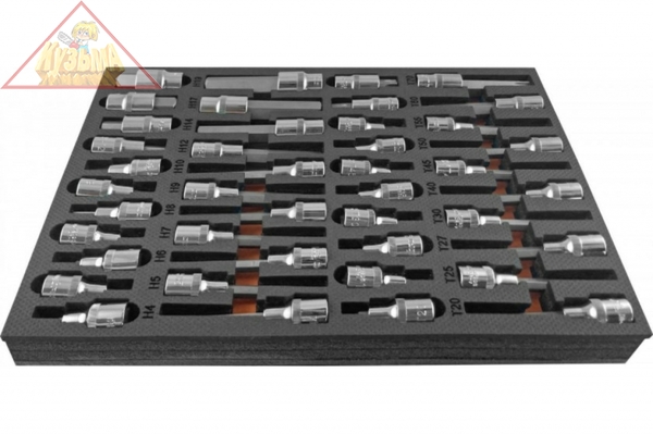 OMT42STE Набор насадок торцевых 1/2" DR со вставками-битами в EVA ложементе 280х375 мм, 42 предмета.OMBRA