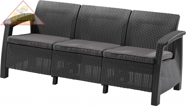 Диван пластиковый  KETER Corfu love seat max (17197959) графит, 223211