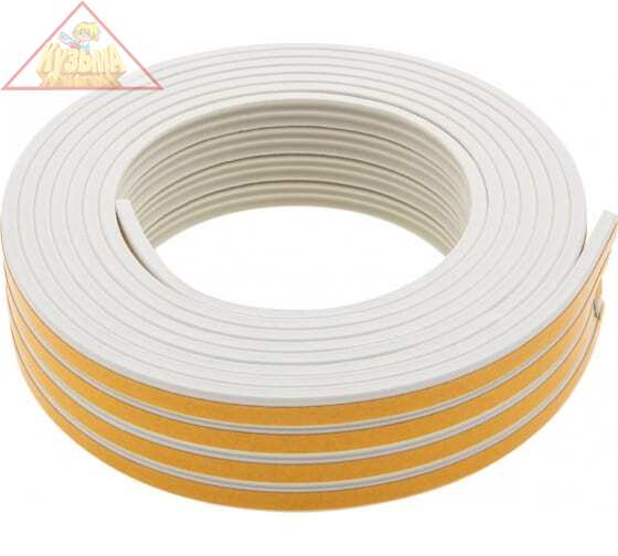 Самоклеящийся резиновый уплотнитель ЗУБР E-профиль, размер 9x4 мм, белый, 150 м 40921-150