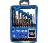 Набор сверл по металлу 19 шт (d=1-10 мм), сталь Р6М5, класс В, ЗУБР "Профессионал" 29621-H19
