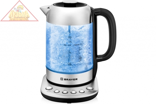 Чайник электрический BRAYER BR1028, VNQ by STRIX, 2200 Вт, 1,7 л, стекл.корп, ситечко