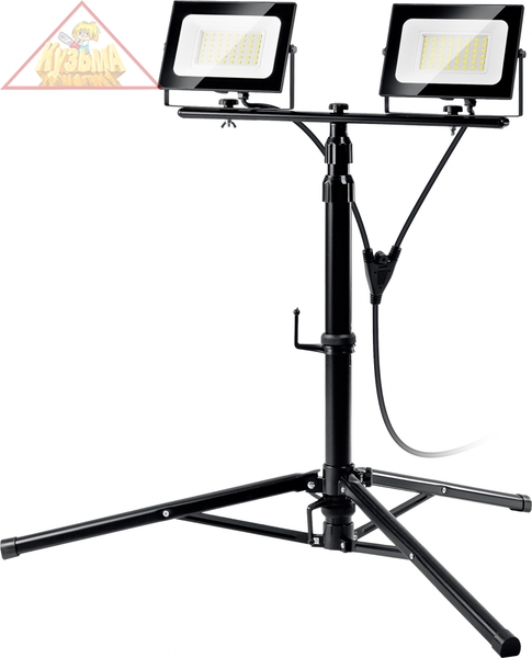 Прожекторы светодиодные 2х50 Вт на телескопическом штативе 1.6 м Зубр 57145-2-50