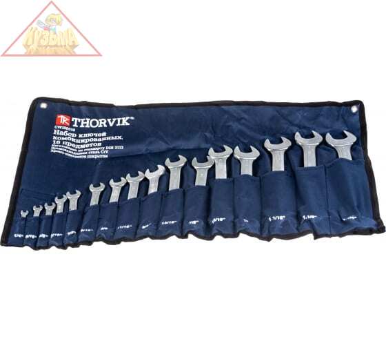 Набор ключей гаечных комбинированных дюймовых Thorvik в сумке 1/4"--1-1/4", 16 предметов, арт. CWIS0016